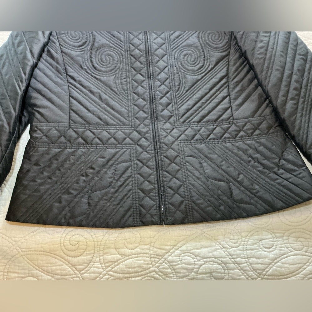Linda Allred by Ellen Tracy black quilted jacket women’s size 14 - Picture 5 of 9